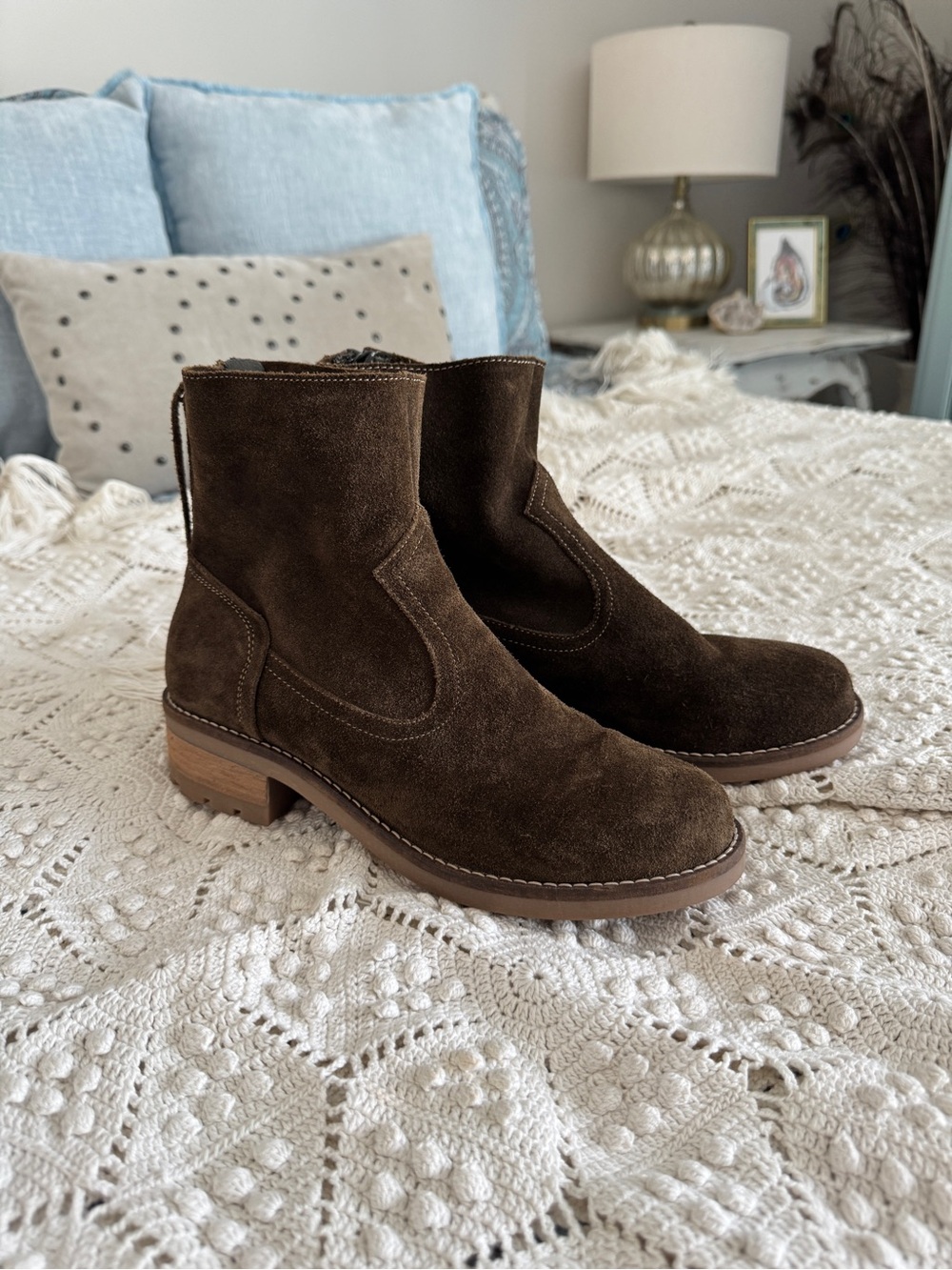 MIA Dark Brown Genuine Leather Suede Ankle Booties